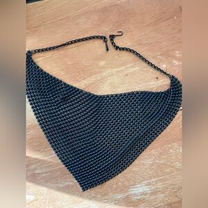 Black Chainmail Triangle Statement Necklace